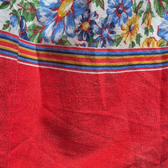 Vintage Handmade Floral Reddish Orange Skirt - Picture 9 of 10